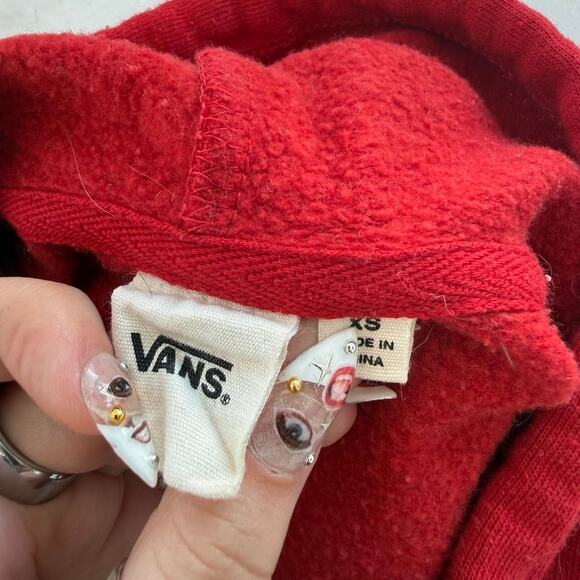 RED CROPPED VANS OFF THE WALL HOODIE - Picture 6 of 6